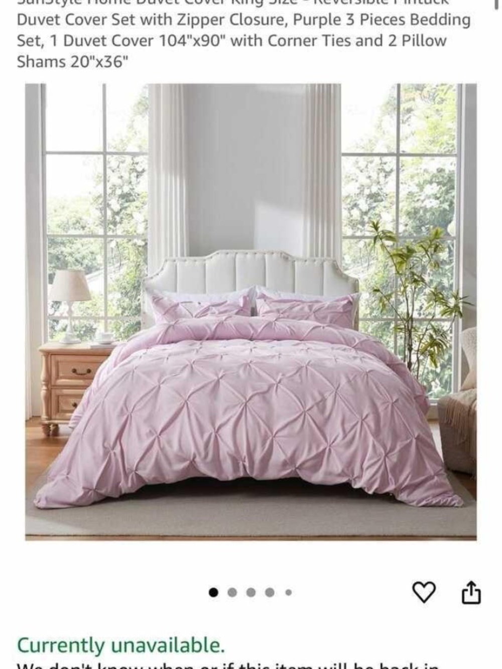 Pintuck Duvet Cover Set in Soft Lavender - Elegant Bedding